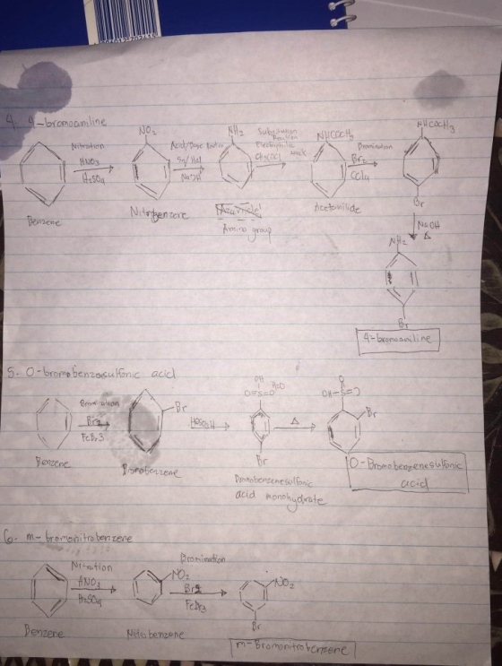 4. 4-bromocamiline NO, NHCOCH 3 NICOCH Acid/pose Rantin Electrophilic Ack Choc Promination Niteroton HNO3 42504 Sa/Hel Nash C