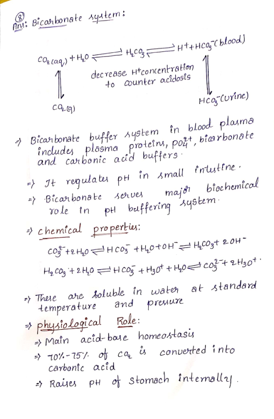hy: Bicarbonate syutem: Cocaq) + HO Heco Ht+HCOCblood) decrease htconcentration to counter acidosis co Corine) Cozia 7 Bicarb