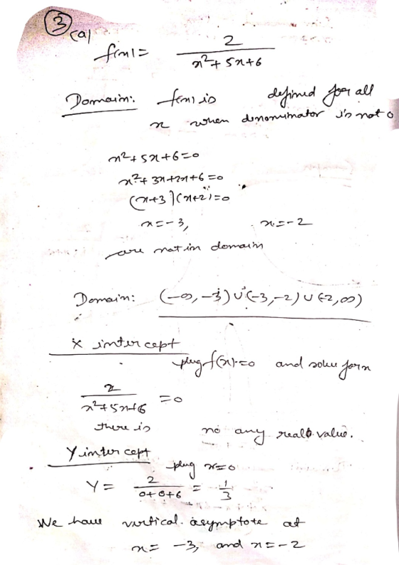 cal finla 2 2²+5016 Domain: faris defined you all denominator in not o when 02+521+6=0 x?+30+20+6=0 (n+3 1Cueziso m=-3, 25-2