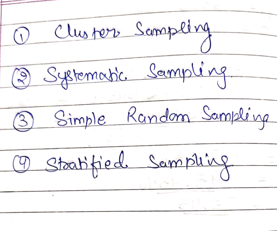 O Cluster Sampling © Systematic Sampling 3 Simple Random Sampline ☺ StaadifiedSampung