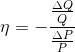 \eta =- \frac{\frac{\Delta Q}{Q}}{\frac{\Delta P}{P}}