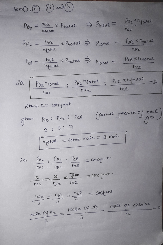 From 0 0.0 and Porxh taral Po₂ = 102 x Pratal Protal =- tatal no 2 PN2 = 2 x Ptatal Protal = Prax tatal • DN2 total Pe= re &
