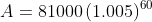 A= 81000\left(1.005\right)^{60}