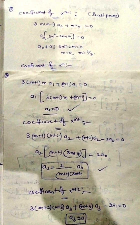 coefficient of xm-1 a (least power) 3 mcm-1 ao & mao od amt-aman) 20 aoo 3m-2m20 mzo; m=. coefficient of my 3 cm+i) mat mula,