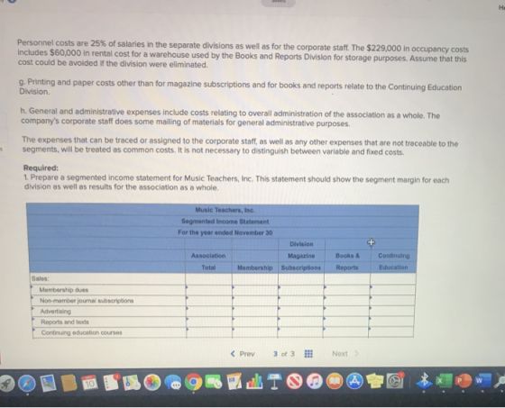 Personnel costs are 25% of salaries in the separate divisions as well as for the corporate staff. The $229,000 in occupancy c