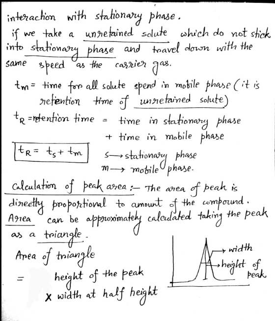 interaction with stationary phase. if we take a un retained solute which do not stick into stationary phase and travel down w