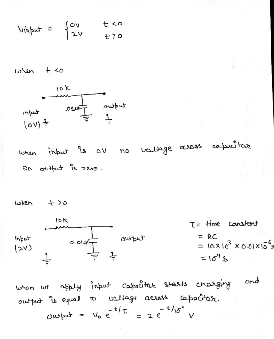 OV 七70 lov) whan 1 when t〉o τ= time constant Inpui- 0.01 lwhon wt 七 =2e