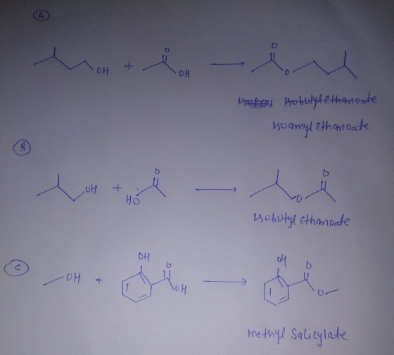 TOH + - 애 Hoopool Hobulytethereate Ho amyl Ethanoate © Bobotyl Ethanoate - 1,- Methyl Salicylate