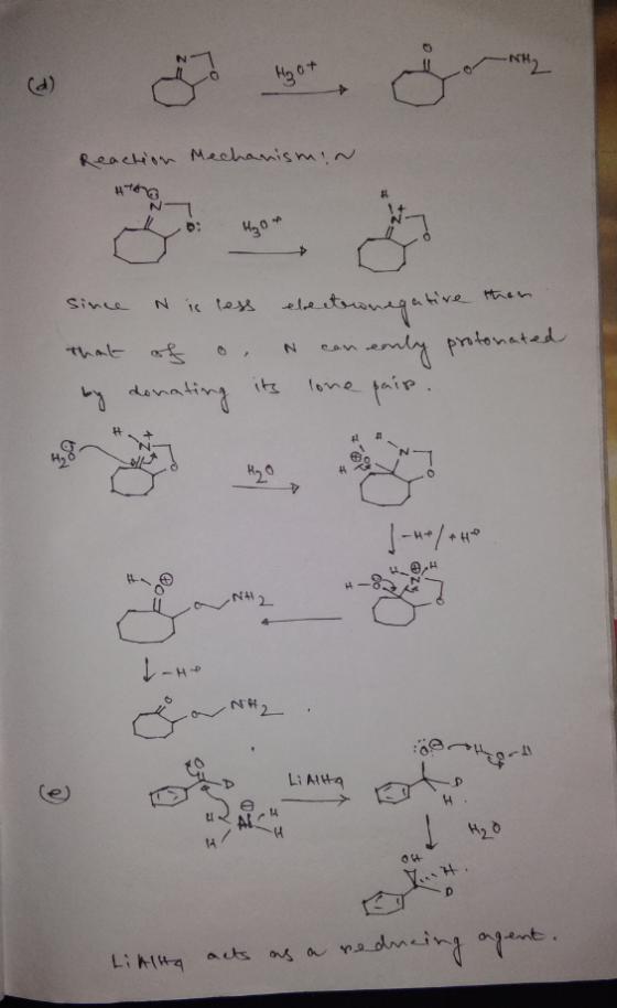 Reaction Mechanismin since N is less electronegative the that of o N can protonated eant by donating its lone pair! L-he Li A