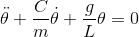 \ddot\theta+\frac{C}{m}\dot{\theta} +\frac{g}{L}\theta=0