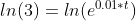 ln(3) = ln(e^{0.01*t})