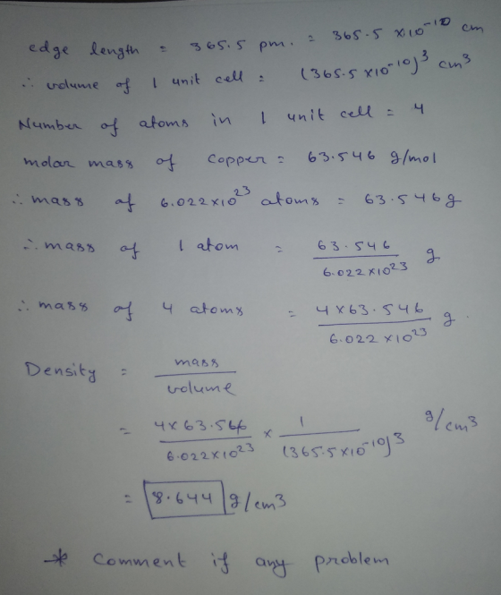 (umber molan mass 2- 6、0 22刈02.3 6 022 XIo Densitg rolume cm 2 6 022t023 65SXI .644 /e cm 九oblem Comment