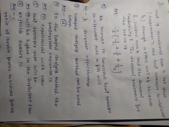 hot fluid lle Heat is transferred from (temperature Ti and heat transfer coretticiens ha) through a plane wall of thickness s
