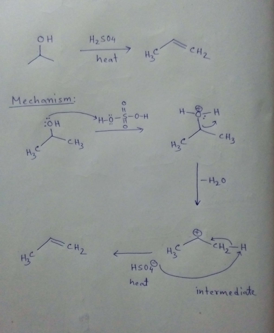 OH с 2 nea Mechanism: 0 THO -O-H :0ң 0 = CH. CH He H₂ -H₂O - CH₂ H₂² H Hson 7500 40 heat intermediate