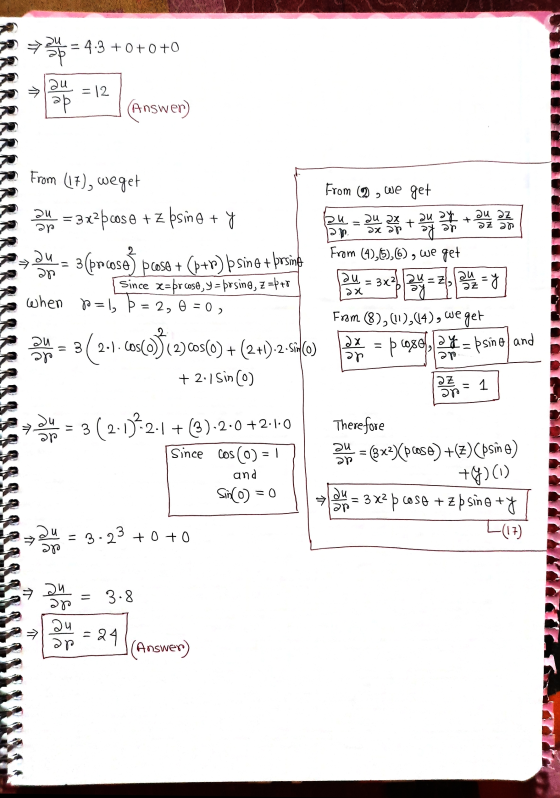 de rette = 4.3 +0+0+0 → ne = 12 ap (Answer) From (17), weget 9 24. = 3x2bcose + z bsino + y From (2 we get 24 22 agar au zu t