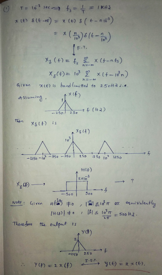 Tos ) δ F F.T. Given χ(t) is band (iuútted to 25°Hai.e ー250, 250-t f (43) thanx) xs it) -1256-io-450-25o l 2.50 구 50 103 1256
