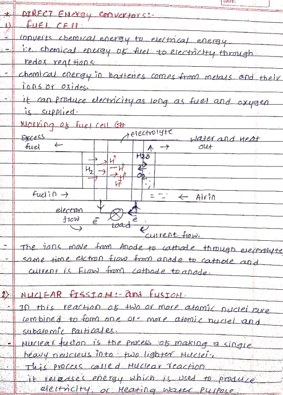 DATE: DIRECT ENgy Cavertors uEL CE (onueits chemicalenergytu chemical eperqy op Aettoelectricttiy thrnigh redox reattians che