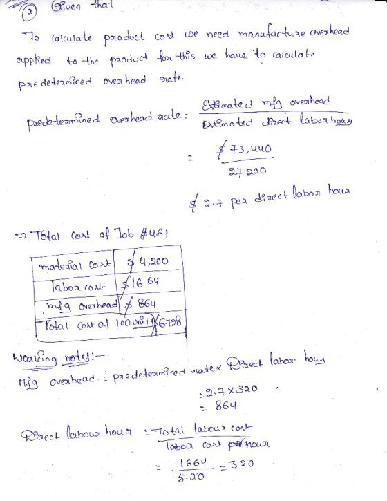 Given that To calculate product cott we need manufacture overhead applied to the product for this we have to calculate predet
