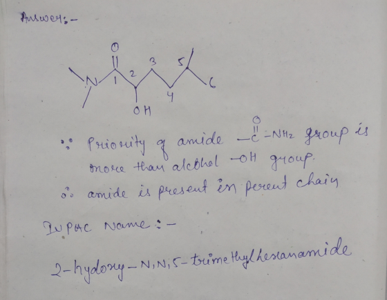 Autwwers 4 amide e-Ntz roup is Prio uity group tnore tehau alcbholoH amide is present in pereud chaig LupAC Nanme 2-hydony No