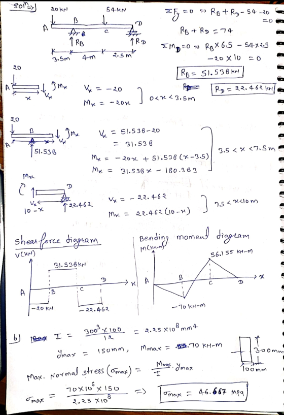 Sony) A e ra ↑ RB K 3.5m 2.5 m 4m 20 W lo x A Mre Mr = D C 12 Max. normal stress (Smax) = 20 KN 54-KN zty zo 5 RB + Rp - 54-2