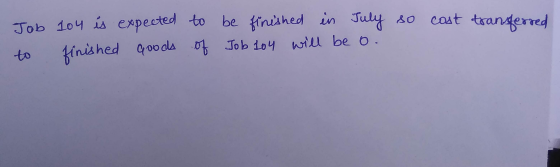 Job 104 is expected to be finished in July 60 Hnished qo da 0 Job Lo4 will beo. cast trangerred to