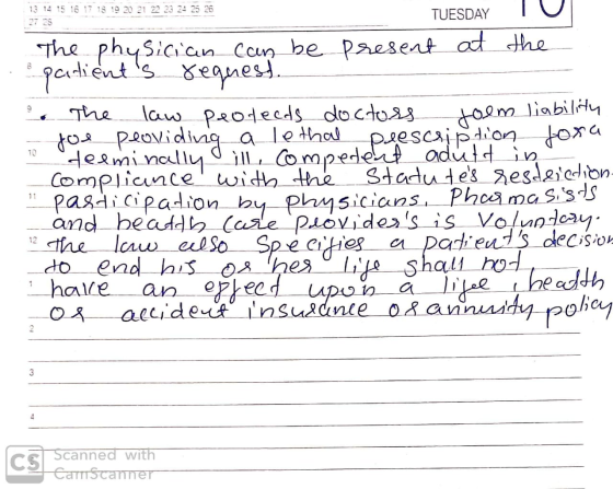 27 28 13 14 15 16 17 18 19 20 21 22 23 24 25 26 TUESDAY TUI The physician can be present at the & patients request. . The la