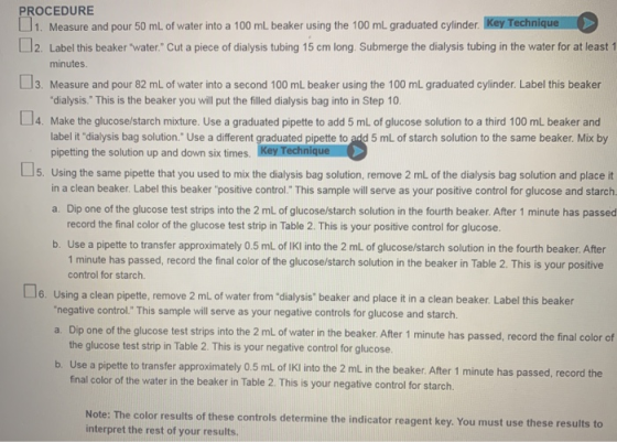 PROCEDURE 11. Measure and pour 50 mL of water into a 100 ml beaker using the 100 ml graduated cylinder. Key Technique 2. Labe