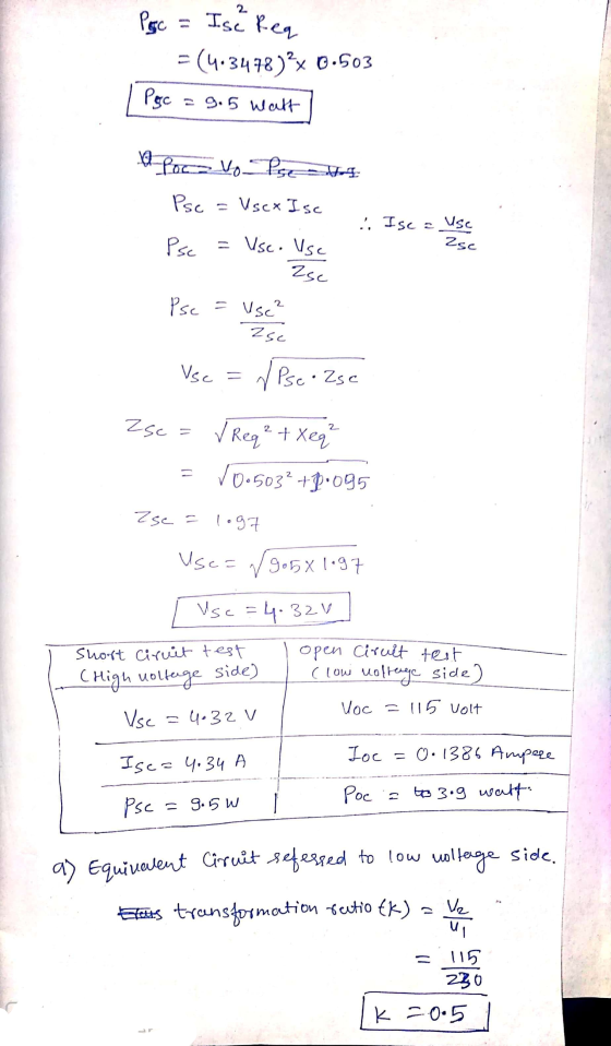 Page = Isa Req = (4.3478)’x 0.503 Pigc = 9.5 watt Poc Vo Tse-4 Psc = Usex Isc 4. Ise = Psc = Vse. Use a Zsc Use Zse Psc = use