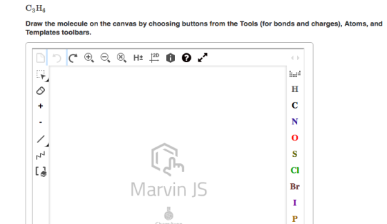 C2H Draw the molecule on the canvas by choosing buttons from the Tools (for bonds and charges), Atoms, and Templates toolbars
