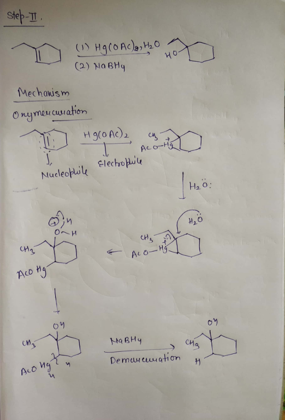 Step-II но C2) NaBHy Mechanism Onymeu cuiation Aco-ti Flechouu J. Nucleoplilk Hao OnH Aco-H Aco Hy си, N9BHY Mg Demuucwation