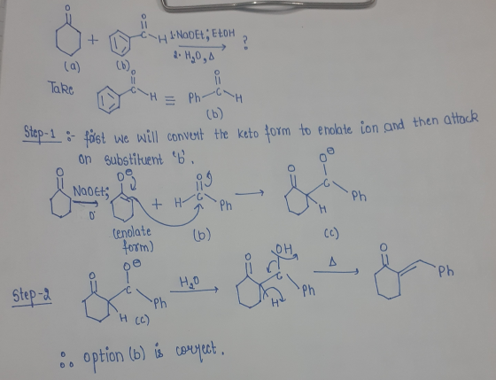 + U H INAOFU, EFOM? do H₂O A & (a) (b) Take OH = Ph-GH Step-1 :- föst we will convert the keto form to enolate ion and then o