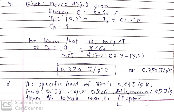 Z Given Mall = 437.2 gram Ehеу су Ф - 84 6, 7 TK19.00 c m = 68.5°C - he know that am CST a = a - 8460 mag 427-2 ( 68.9-19.7)
