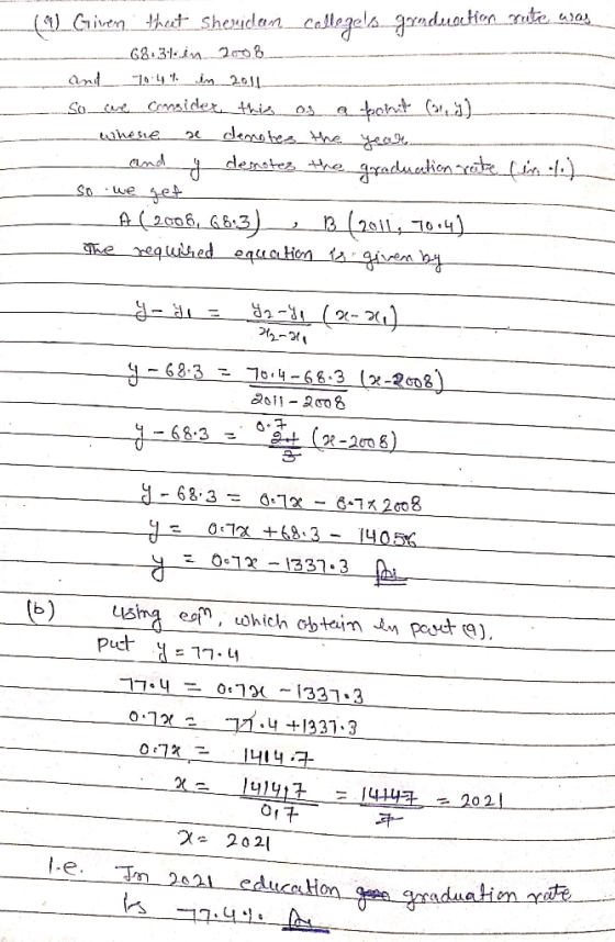 (9) Given that Sheridan collegels graduation rute was ____68.310. 2008 and 7044 2011 so we consider this as a pont (any) - wh