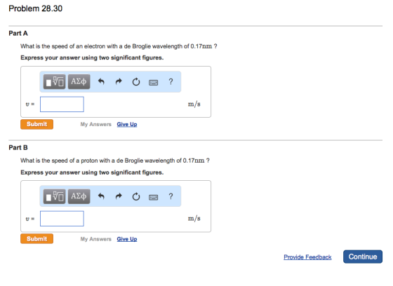 Part A What is the speed of an electron with a de