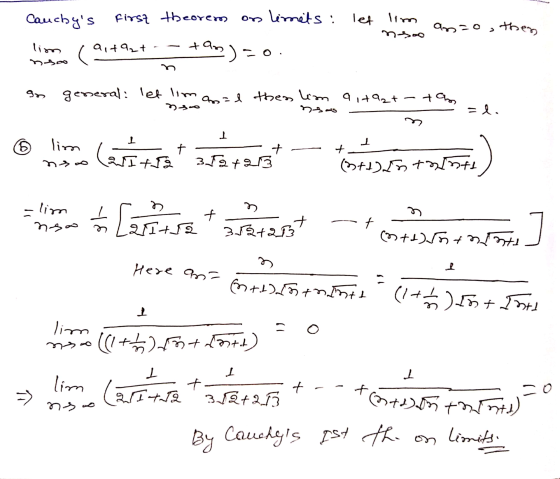 let lim nsoo anzo, then Cauchys first theorem ons limets lim ( 0,+92+ - - tani n noso In general: let lim anal thes lima tat