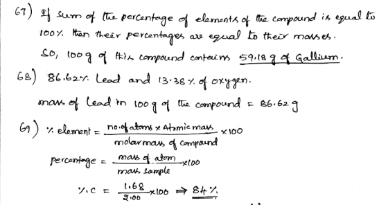 CT) umof percentege elements of he compaund is egual l 100 Man their percentages aw egual o tkeir mas es tbo 9kta compound co