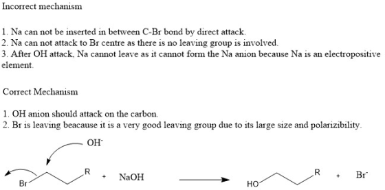 Incorrect mechanism 1. Na can not be inserted in between C-Br bond by direct attack 2. Na can not attack to Br centre as ther