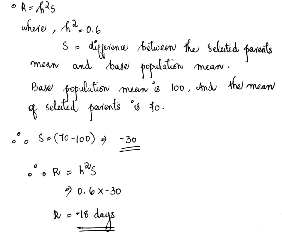 h2.0.6 or=h2g where Sa mean and base mean. difference between the selected parents and base pogrulation Base population mean