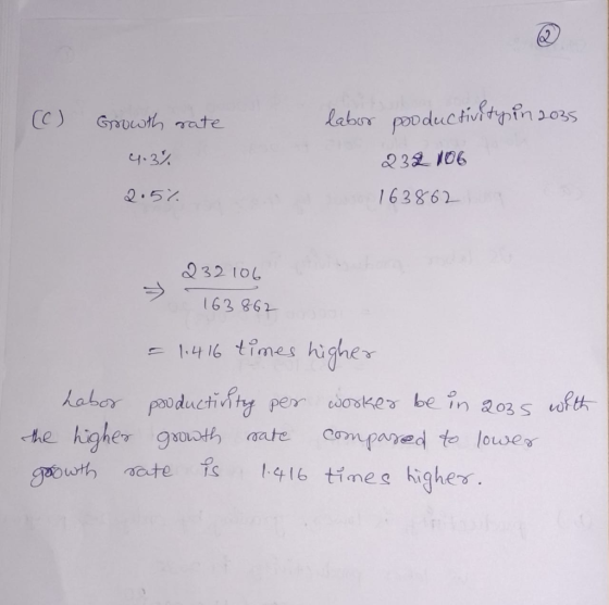 (C) Growth rate 4.3% 2.5% labor pooductivity in 2035 232106 163862 232106 163862 7 = 1.416 times higher habor productivity pe