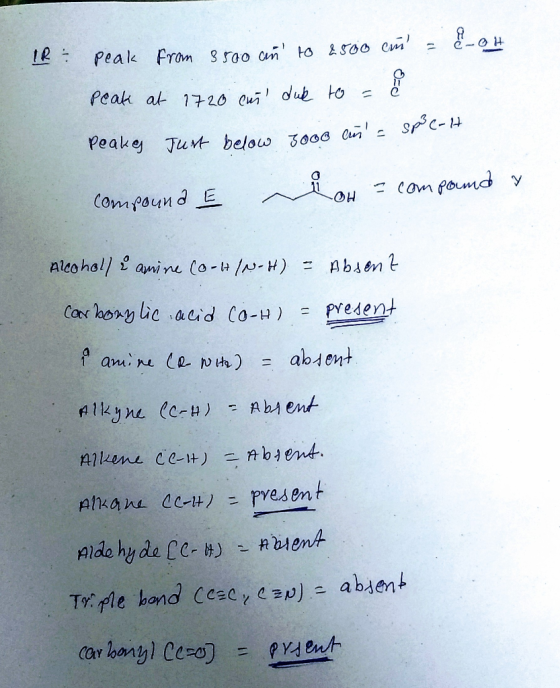 8- IR Peak From srao cn to &soo C Peak at 17 20 Cui dub o red Jut below 3o0s C SC- com poumd y Compaund E OH Alcohol/ amine