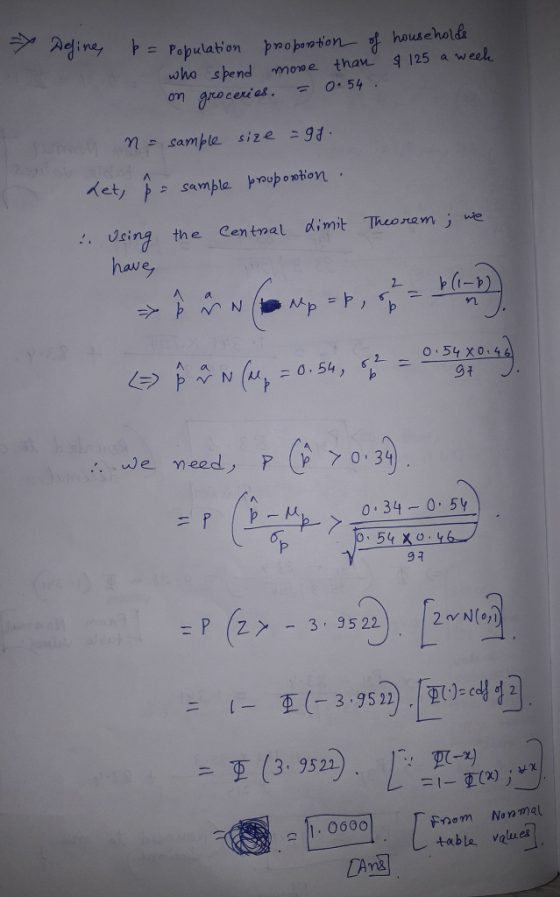 aging ㅏ: Population pnobontoru- household oho spend mone thav 4125 a weel ση n, sample size 31 · Je;ng the Central dimit Tuore nǐwe have, A a 9 .. ule Yeed丿尸(P > 0134 9 1 に (3.9522) l1. 0600 table vaolues
