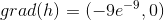 grad(h)=(-9e^{-9},0)