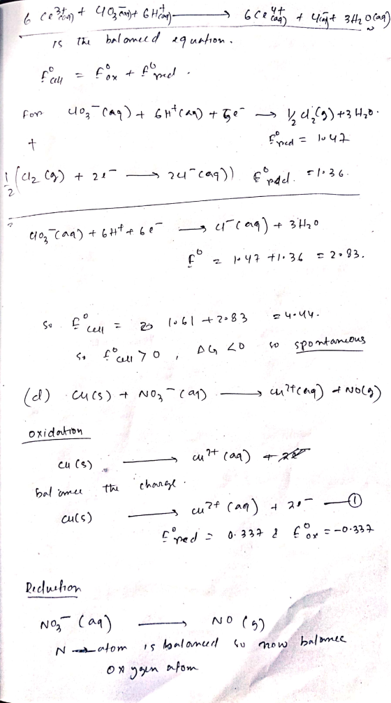 AL om - ceston & 40₃ can) + 6 Heag) 6clean & Yapt 3420 (aq) is the balanced equation. Fan = F 8x + o reed for 403.caq) + 6H*c