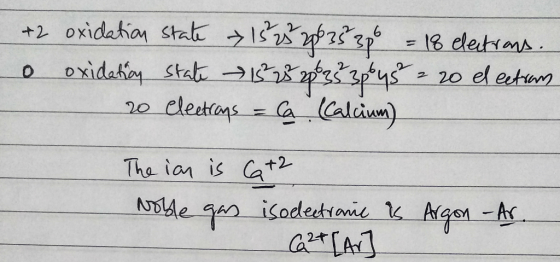 +2 oxidation state > 15 2 26 35 3p6 = 18 elections. o oxidation state → 15 25 28 35 3p645 - 20 election 20 electrons = Ca The