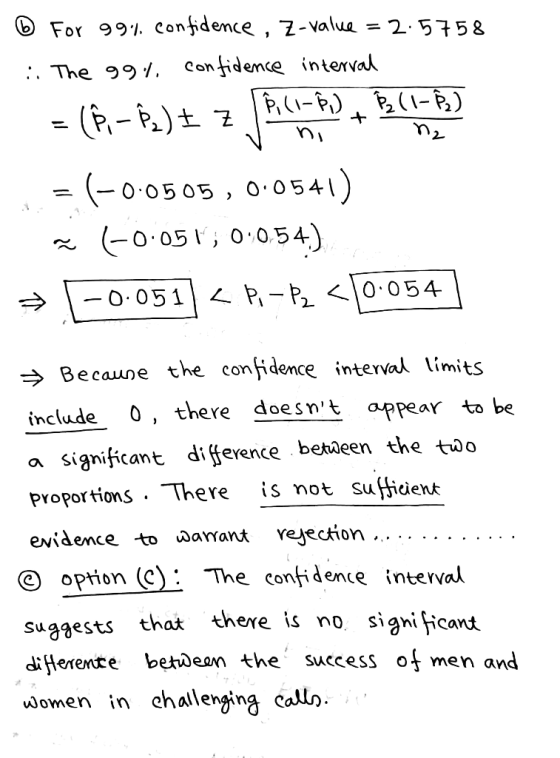 For 991. confidence , Z-value = 2.5758 :. The 991, confidence interval = (§_})= z JRCERDABLIR = (-0.0505, 0.0541) ż (0.051; 0