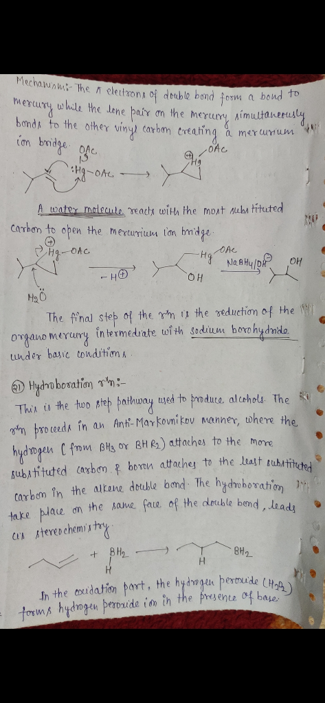 Mechowni The ni elettront of double bon me neletion of double bond form a bond to Mercury while the lone pair on the mercury,