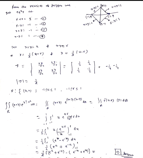 ware . - RO 나 와 from the vertices of polygen 오9ms 와 493 1 - ① = A9- 이터 let ㅋ x+y= u : 글(AV) ¢ X-you - 9 = 글 (~~) 1 | 올 일 ³2 |