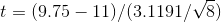 t = ( 9.75 - 11 ) / ( 3.1191 /\sqrt{ 8 })