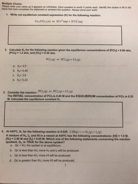 Multiple Choice Please write your name as it appears on UAOnline. Each question is worth 5 points each. Identify the choice o