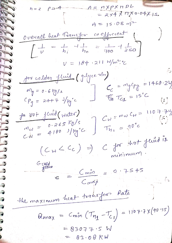 U n = 2 pat ㅗ L hi ho 250 ( 700 U - 2447 to Tcp = 15°C fund ( water) A = nxPX HDL 2X4 X X. 04.X S. AE 15.08 m² Overall heat T